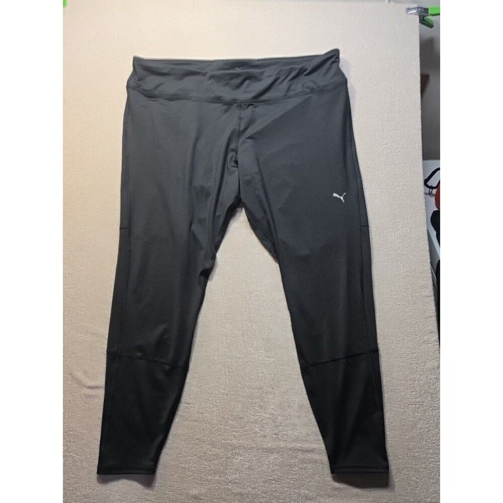 PUMA Women's Small Elastic Waist Tights with Pockets Black Mid Rise